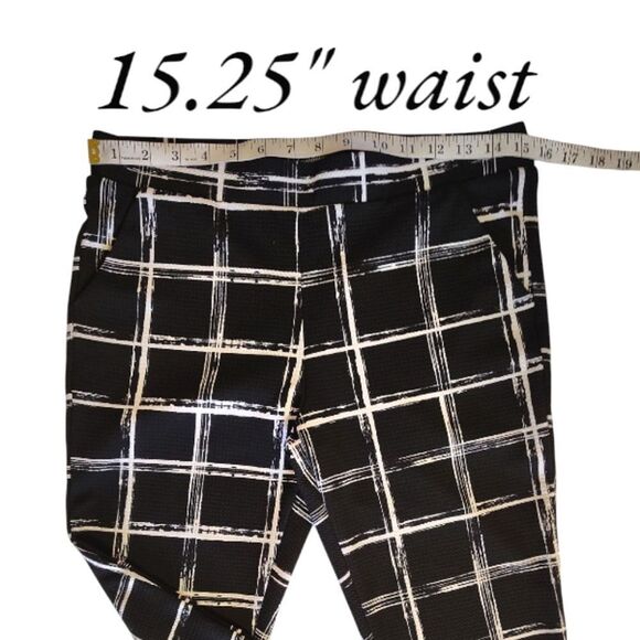Y2K Joyous LA Black White Plaid Pull On High Waist Ankle Grunge Pants Large - Picture 10 of 12